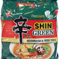 Nongshim Premium Vegan Shin Green Ramen Noodles, Rich Spicy Plant-Based Broth, 4 Pack, Chunky Vegetables, Fried Tofu, And Dried Mushroom, Ramen Soup Mix