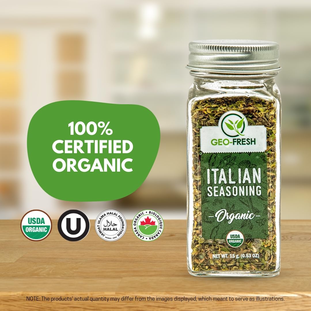Geo-Fresh Organic Italian Seasoning, Non-GMO, Kosher, 0.53 oz (15g) Herbs