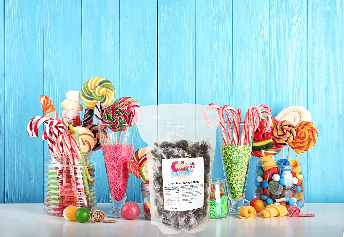 Sarah'S Candy Factory Starlight Chocolate Mints Bulk Hard Candy Discs In Resealable Bag, 3 Lbs