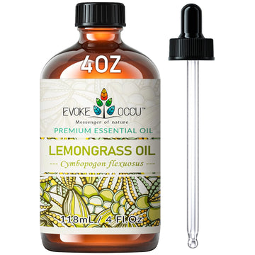 Evoke Occu Lemongrass Essential Oil 4 Oz, Pure Lemongrass Oil For Diffuser Skin Massage Candle Soap Making- 4 Fl Oz