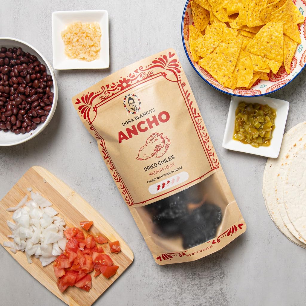 Doa Blanca - Dried Ancho Chiles 4 Oz - Premium Dried Chiles - Great For Birria Sauce, Mexican Mole, Enchiladas, Salsas, And Pozo
