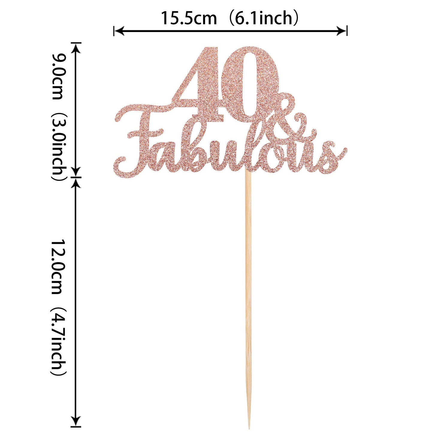 1 Pcs 40 & Fabulous Cake Topper Glitter Forty And Fabulous Cake Toppers Happy 40Th Birthday Cake Pick For 40Th Wedding Anniversa