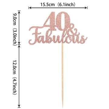 1 Pcs 40 & Fabulous Cake Topper Glitter Forty And Fabulous Cake Toppers Happy 40Th Birthday Cake Pick For 40Th Wedding Anniversa