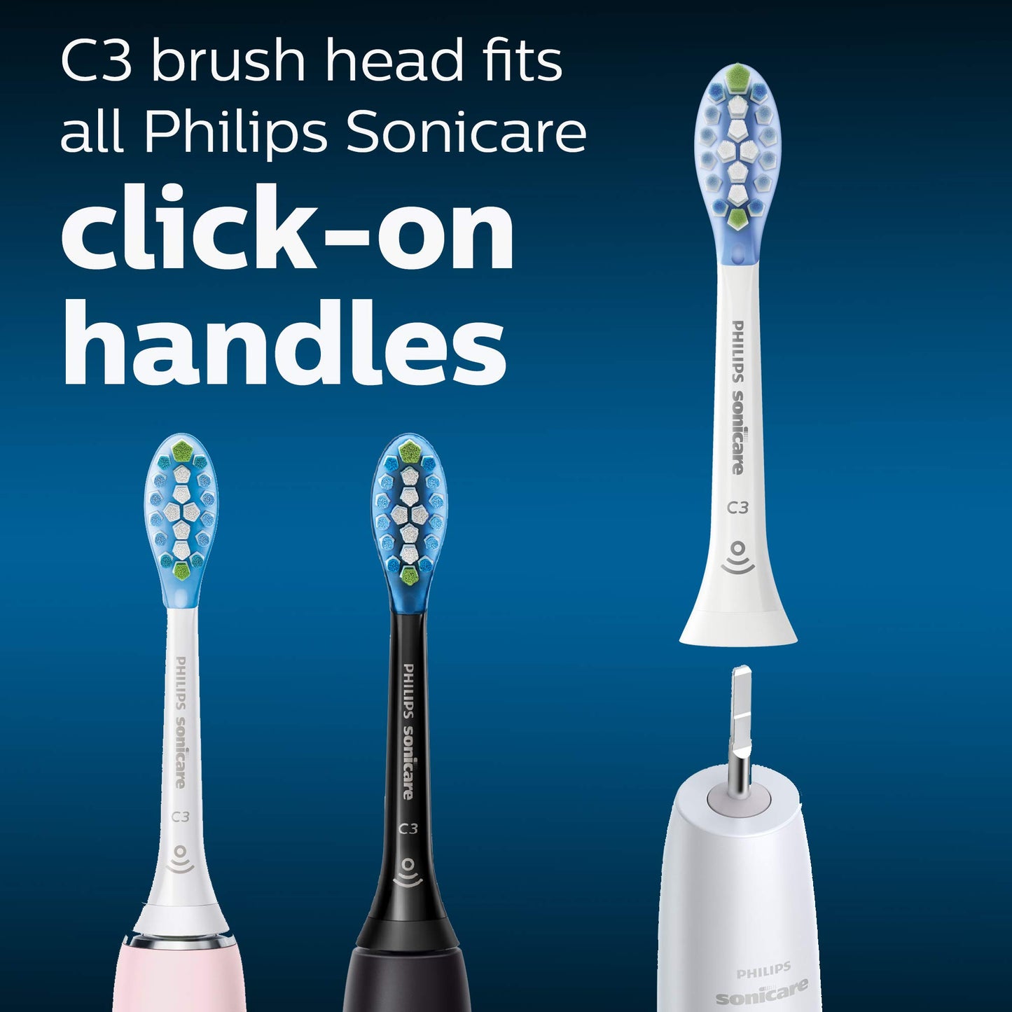 Philips Sonicare Genuine C3 Premium Plaque Control Replacement Toothbrush Heads, 2 Brush Heads, White, Hx9042/65