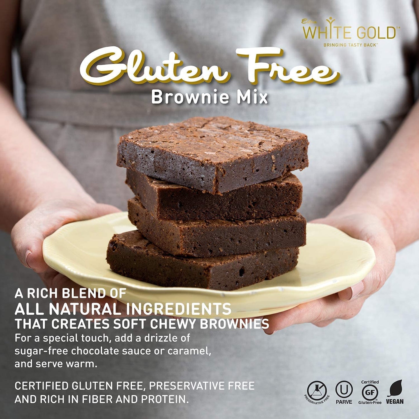 Extra White Gold Brownie Mix - For Baking Cakes Cupcakes Desserts - [Gluten Free] [Nut Free] [Free Of The Top 14 Major Allergens