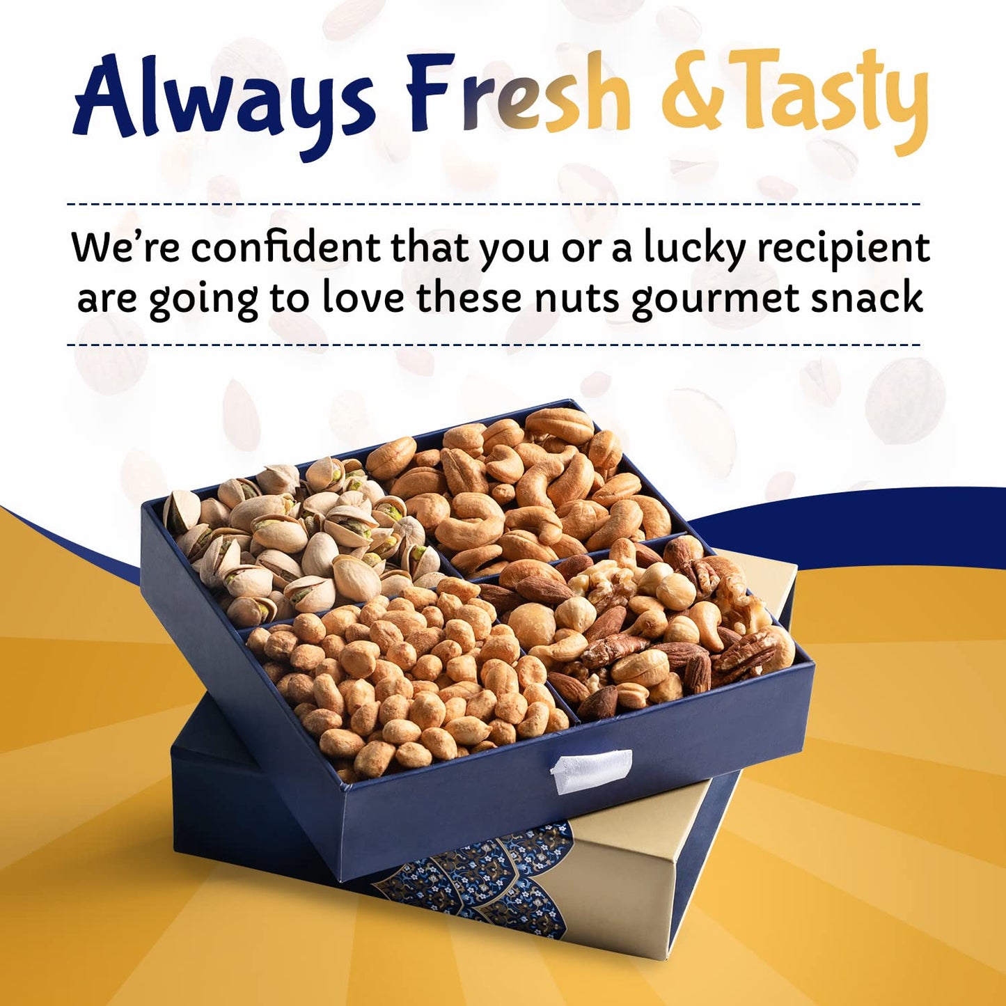 Farm Fresh Gourmet Mixed Nuts Gift Set | Nut Mix Assortment Of Sea Salted Nuts, Pistachios, Peanuts, Cashews & More | New Year,