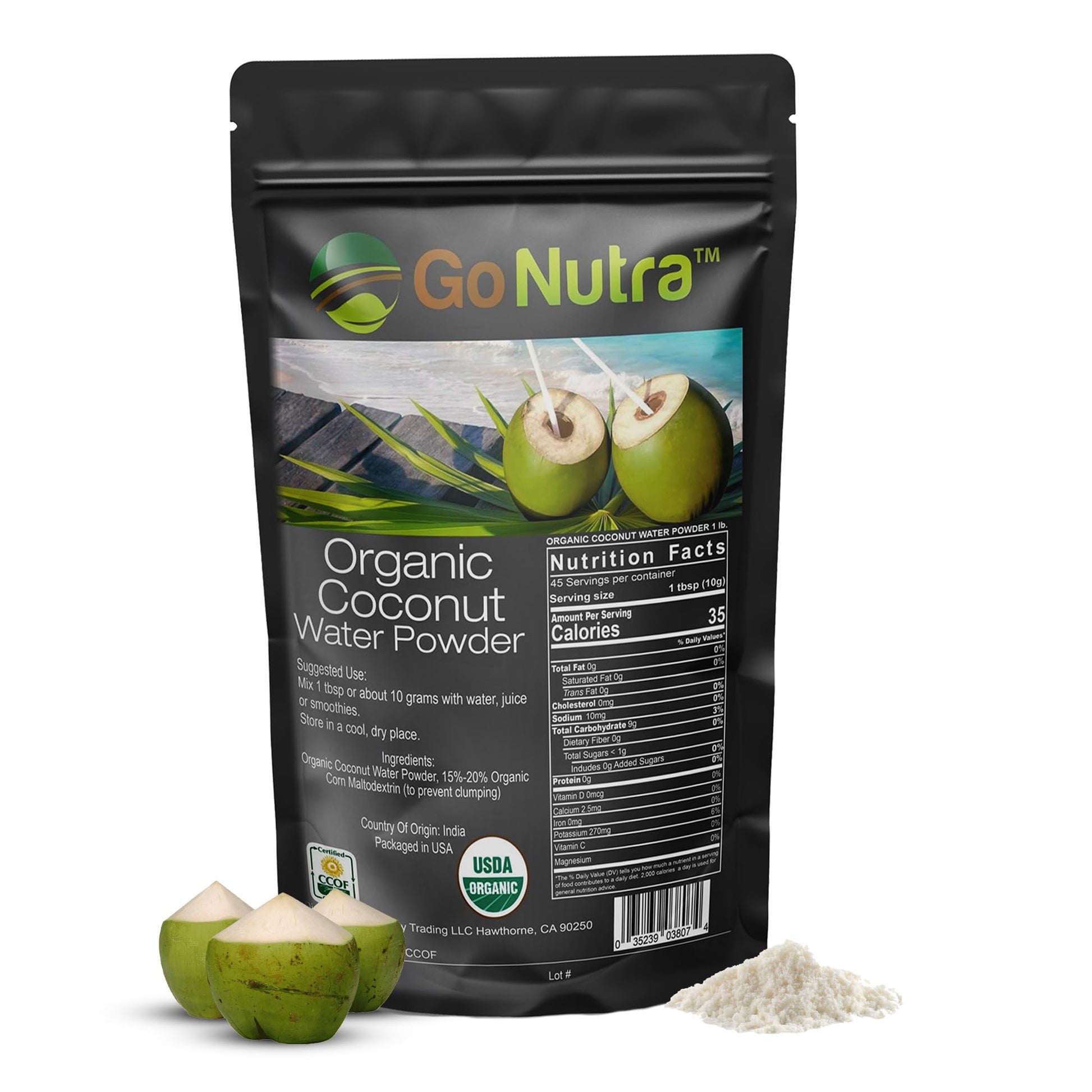 Coconut Water Powder Organic 1 lb Natural Electrolyte Supplement Hydration Organic Coconut