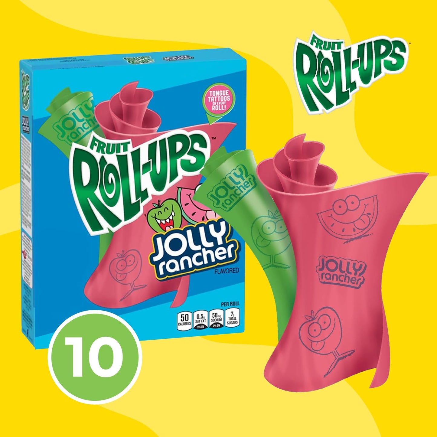 Fruit Roll-Ups Fruit Flavored Snacks, Jolly Rancher, Variety Pack, 10 ct (Pack of 10)