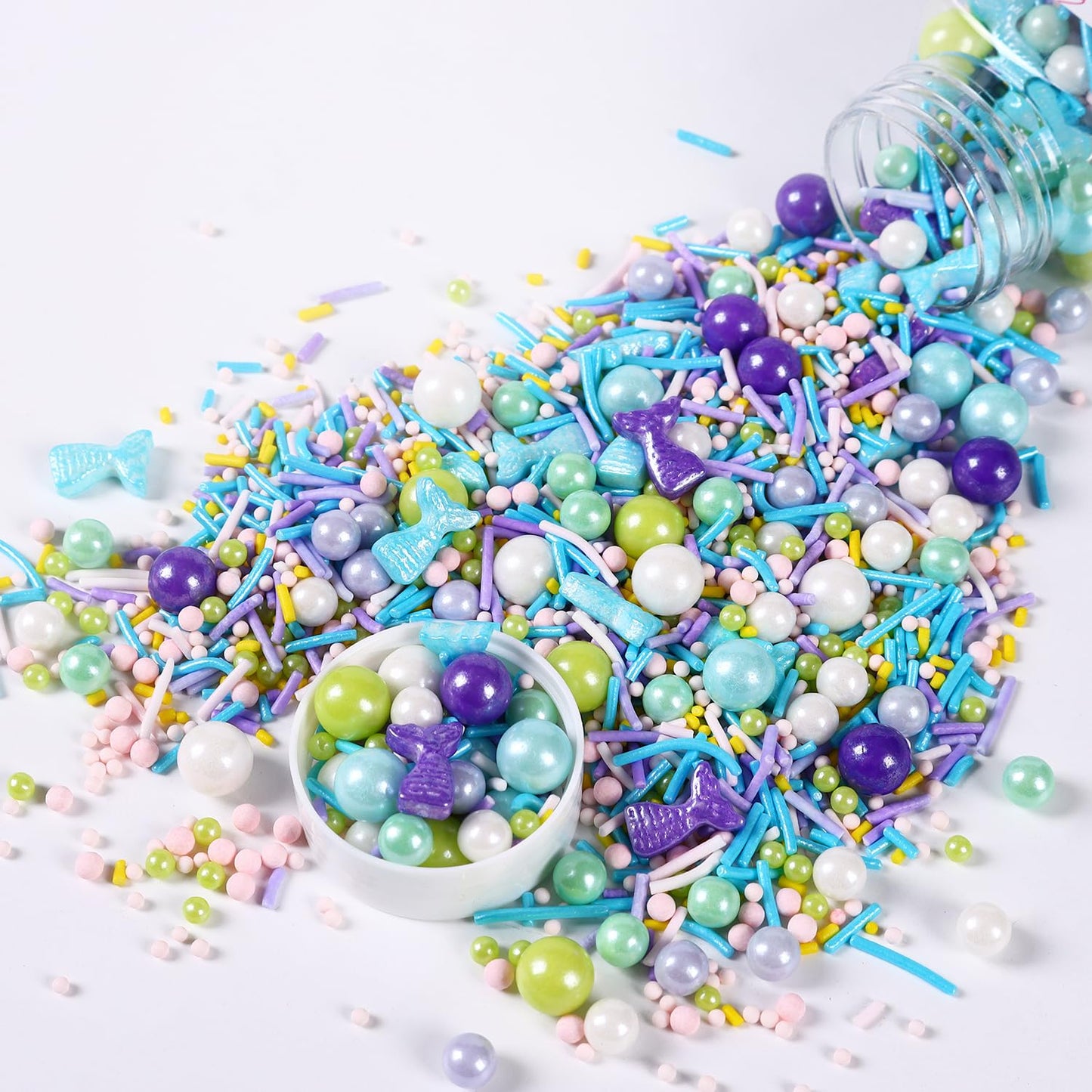 Mermaid Sprinkles Mix | Blue Purple Pink Green Mermaid Tears | Sprinkles For Cake Decorating | Cupcake Toppers | Ice Cream | Coo