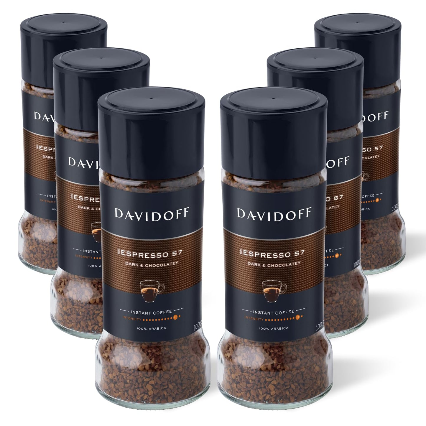 Davidoff Espresso 57 Instant Coffee - Dark & Chocolatey - 6 x 3.52 oz - 100% Arabica Beans - Intense Roast