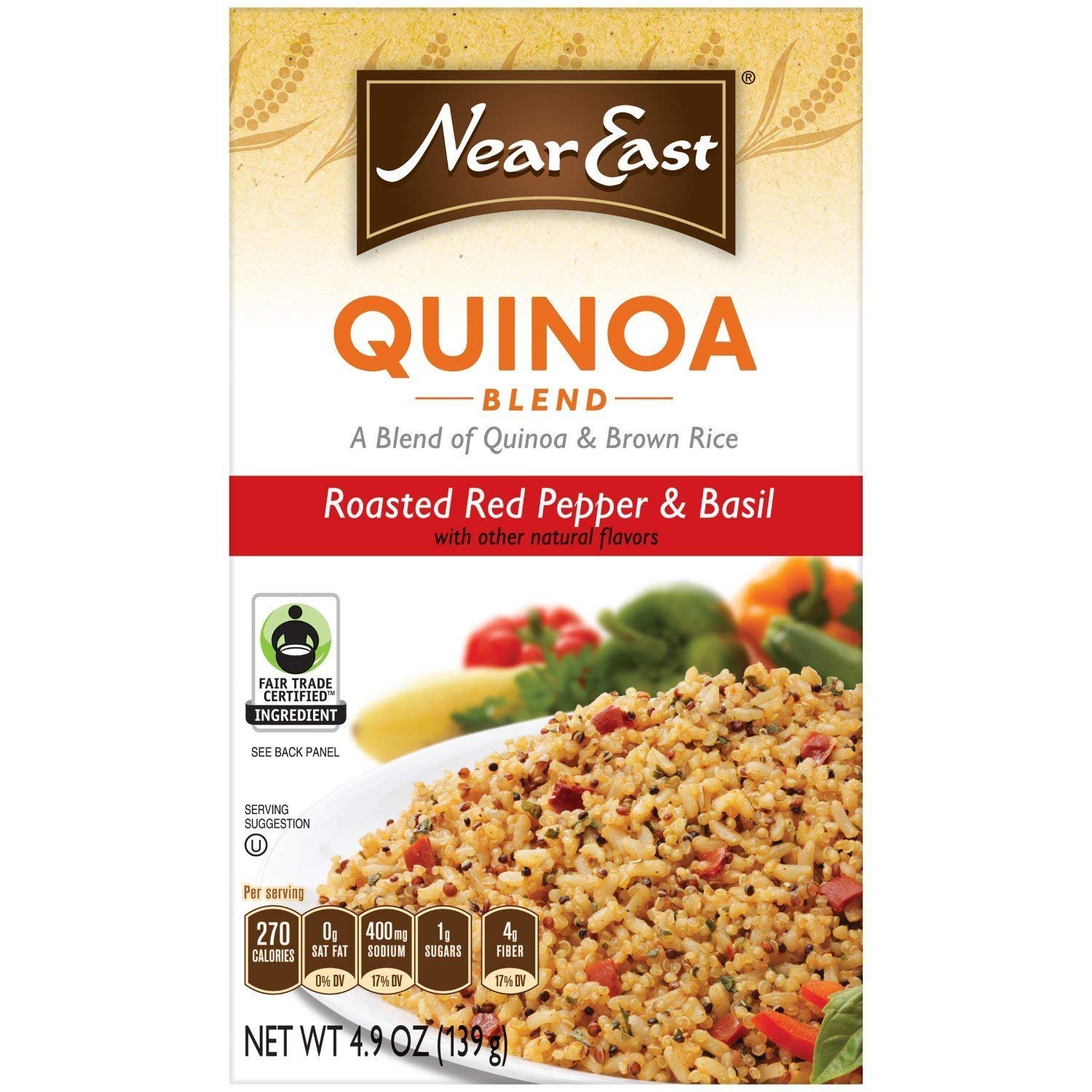Near East Roasted Pepper and Basil Quinoa Blend, 4.9 ounces, (Pack of 3)