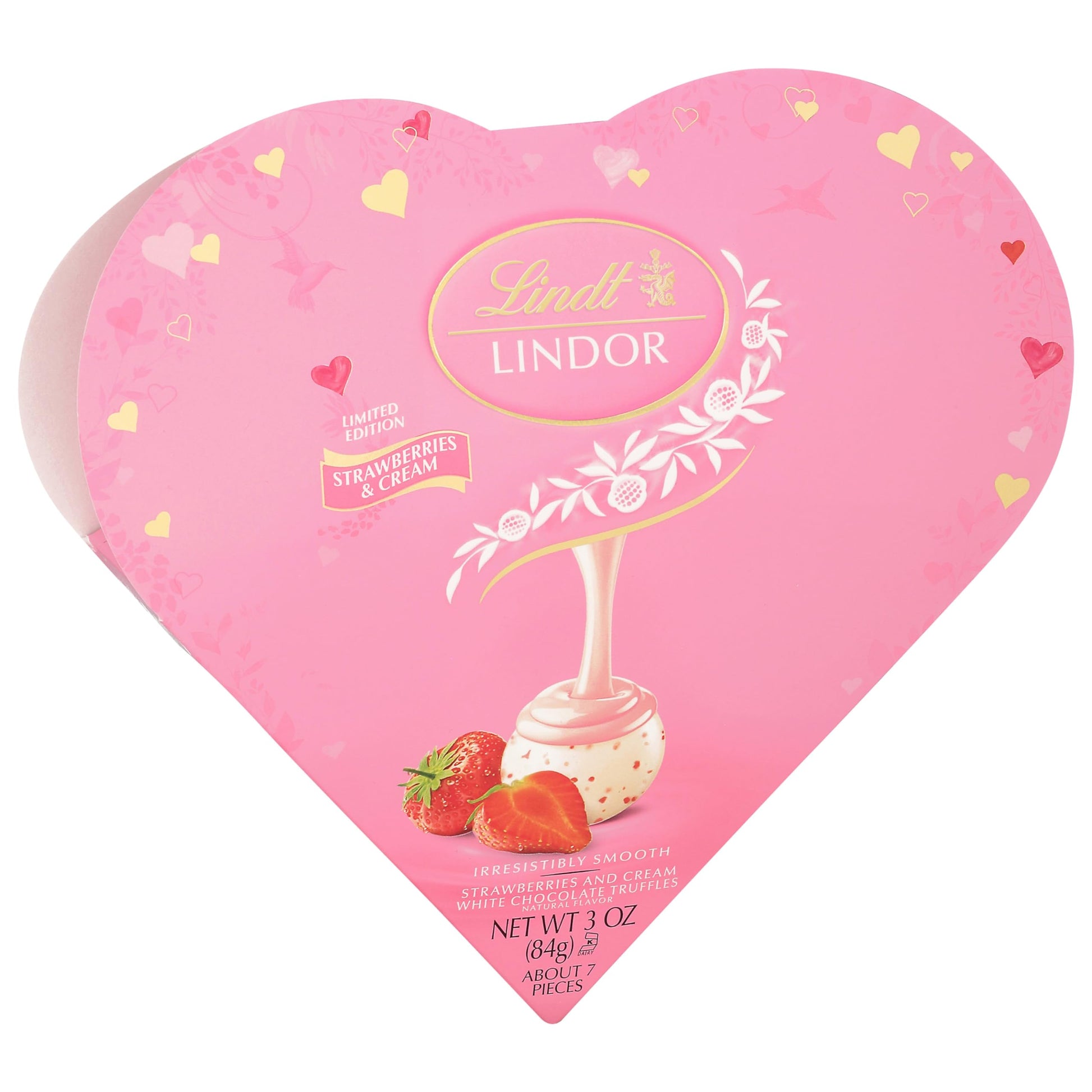 Lindt Lindor Strawberries And Cream White Chocolate Candy Truffles Friend Heart  ValentineS Day White Chocolate With Strawberries And Cream White Truffle Filling  3 Oz.