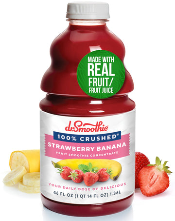 Dr. Smoothie 100% Crushed Strawberry Banana - No Added Sugar, Made with Real Fruits/Fruit Juice - Vegan, No Artificial Colors or