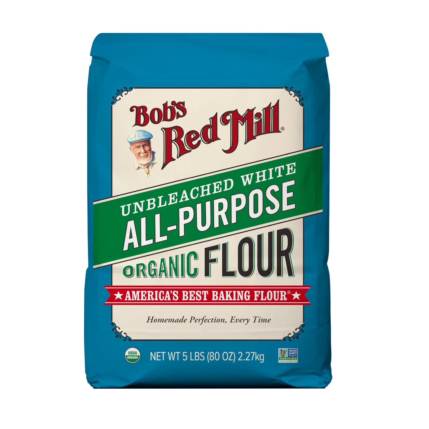 Bob'S Red Mill Organic All Purpose Unbleached Flour, 5 Lb (Pack Of 8) - Vegan, Kosher, Unbromated, Unenriched