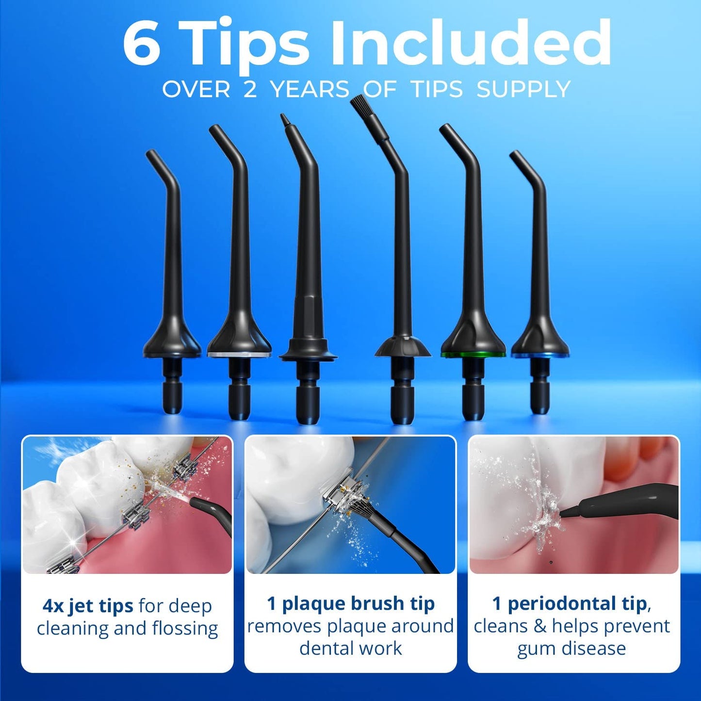 Cordless Water Flosser For Teeth  Gum Cleaning Dental Pick, 6 Tips Included, 4 Cleaning Modes, Ipx7 Waterproof, Rechargeable Wit