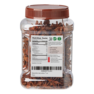 Spicefun Star Anise, Chinese Star Anise Whole 7oz(200g), Fresh, Pure and Dried Anise Pods, Great for Cooking, Baking and Tea(7 o