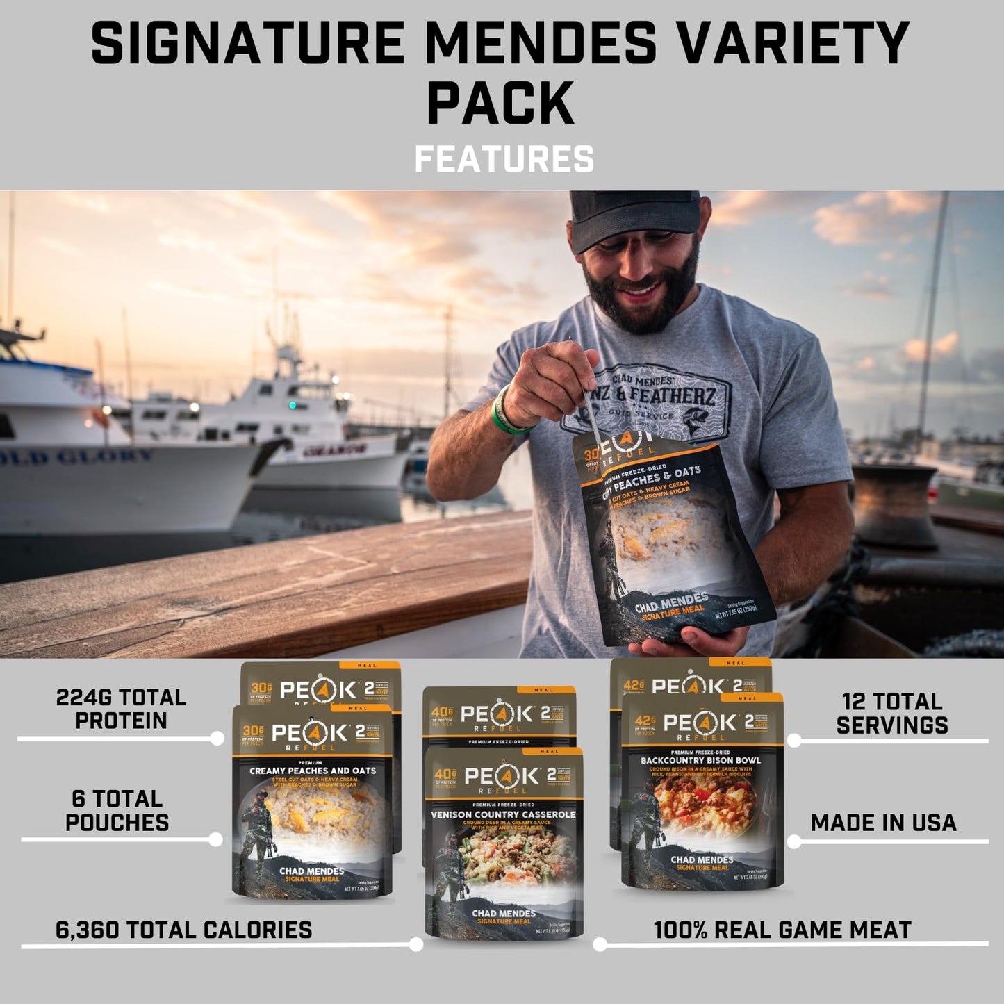 Peak Refuel Mendes Signature Variety 6-Pack | Premium Freeze-Dried Variety Meals | Hunting, Survival, Camping, Backpacking Food