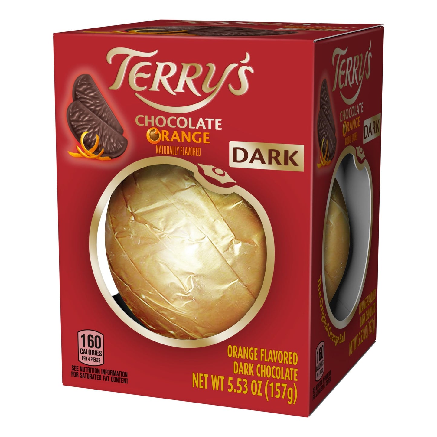 Terrys Chocolate Orange Dark Chocolate Ball, 5.11 oz, with Real Orange Oil, Brown, Ideal for Stocking Stuffers and Party Favors