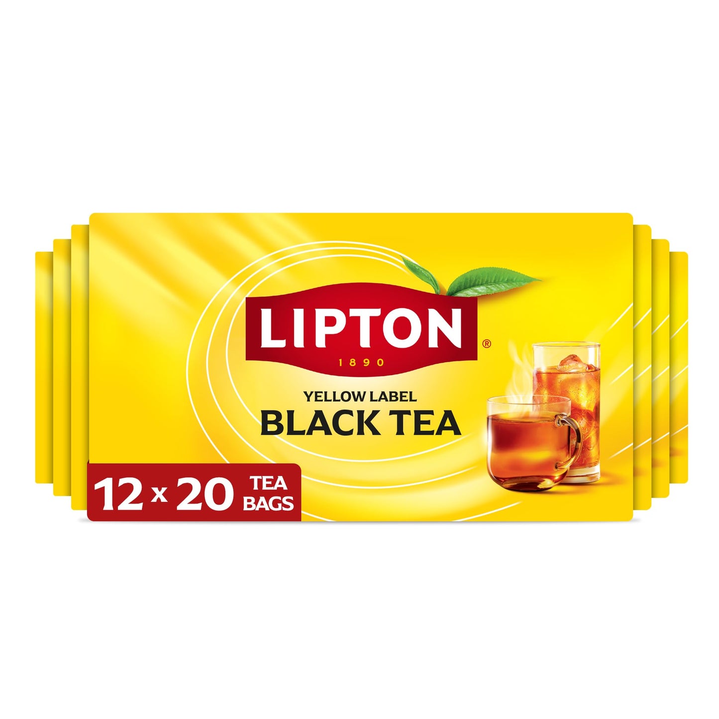 Lipton Black Tea Bags  Hot or Iced High Caffeine Tea  240 Total Bags (20ct - Pack of 12)