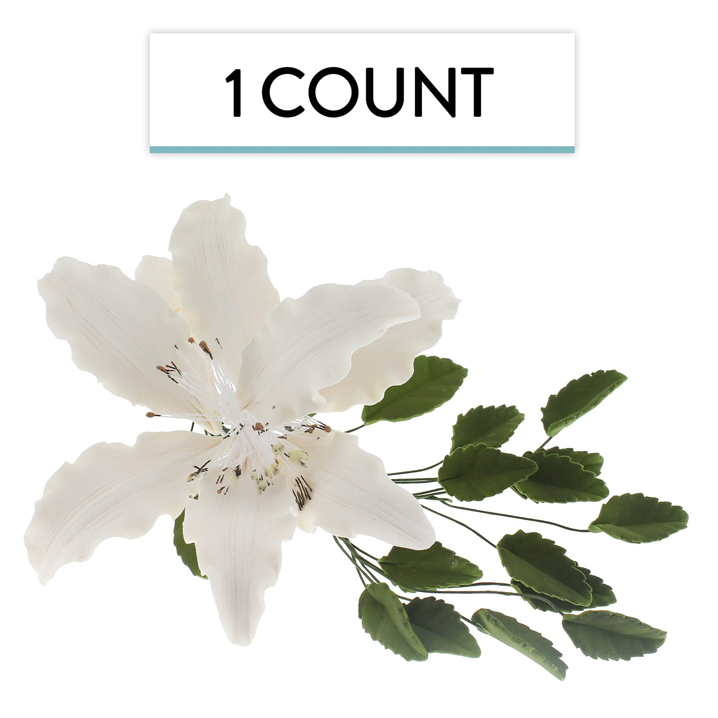 Global Sugar Art Shrine Lily Sugar Cake Topper Spray, 5.5 x 8 inches, Sugar Paste, White, Model 37121