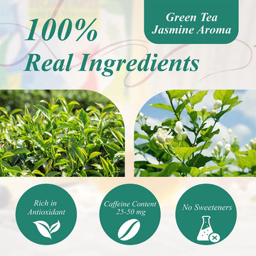 Wt Weetee Jasmine Green Tea Bags, 100 Count Jasmine Scented Green Tea, Refreshing & Relaxing, No Artificial Flavors | Resealable