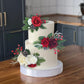 Rinlong 3Pcs Pre-Made Cake Topper Cake Decorating Flowers For Christmas Cake Decor Burgundy Xmas Cake Decorations For Wedding Ba