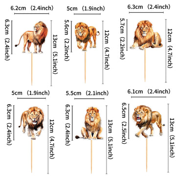 Ercadio 24 Pack Lion Cupcake Toppers Lion Cupcake Picks Animal Cupcake Picks Lion Birthday Cupcake Decorations For Baby Shower B