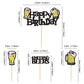 Ercadio malt-inspired Party Cupcake Toppers, 25 PCS, Happy Birthday Decor, Black-25