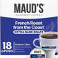 Maud's French Roast Coffee Pods 18 ct, Dark Roast Coffee in Recyclable Single Serve Pods - 100% Arabica Coffee, Compatible with 