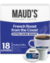 Maud's French Roast Coffee Pods 18 ct, Dark Roast Coffee in Recyclable Single Serve Pods - 100% Arabica Coffee, Compatible with 