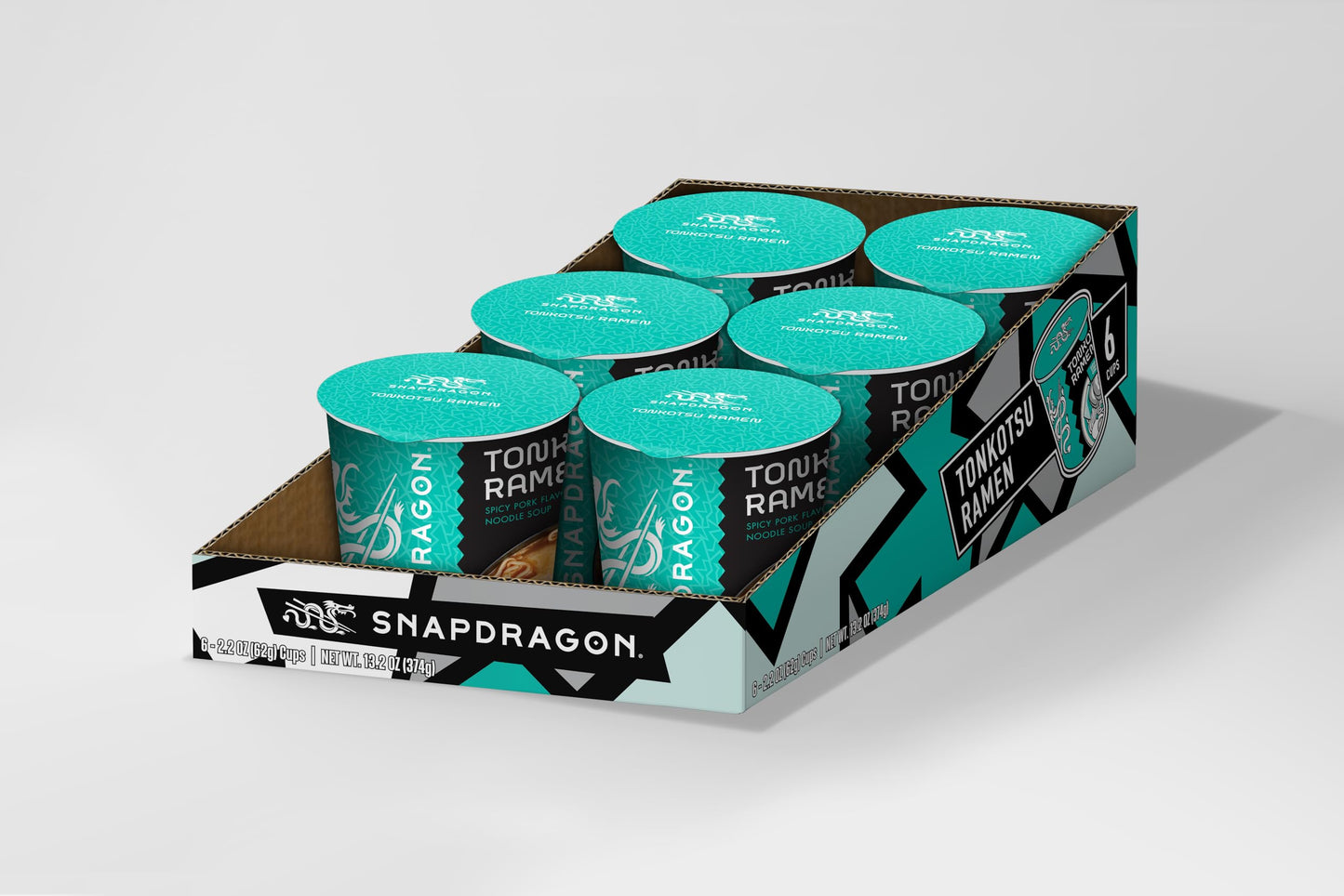 Snapdragon Spicy Tonkotsu Ramen Six Pack - Rich Pork Flavor Broth With Authentic Ramen Noodles; Kyushu Style, Includes Six 2.2 O