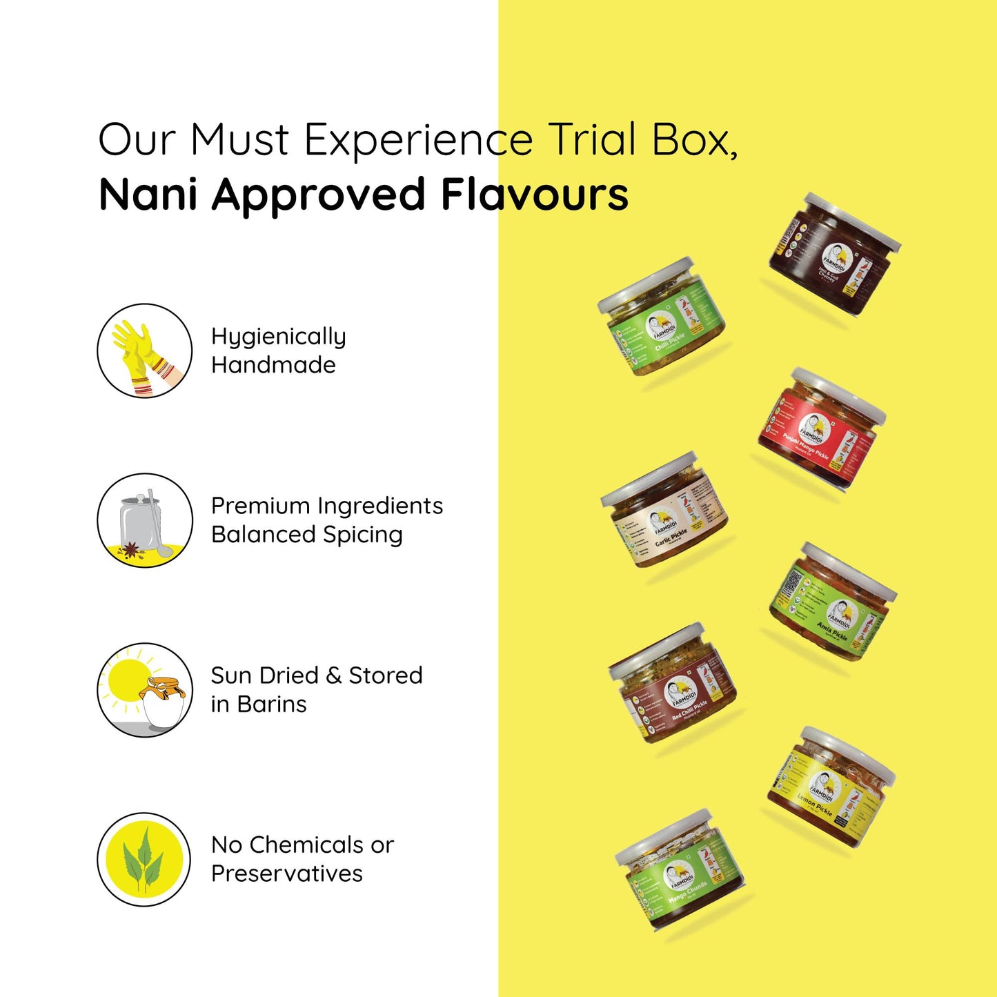 Farm Didi Nanis Special Trial Pack Of 8 | Authentic Homemade Traditional Achar & Chutney | Tv Featured | Spicy & Sweet Pickles |