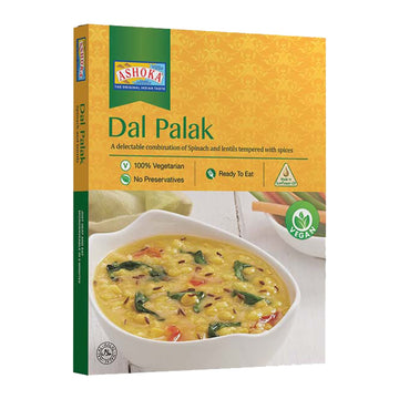Ashoka All-Natural Entrees 1932, Vegan Spinach and Lentils, Microwave Friendly Meals, Authentic Indian Dal Palak, Great for Outd
