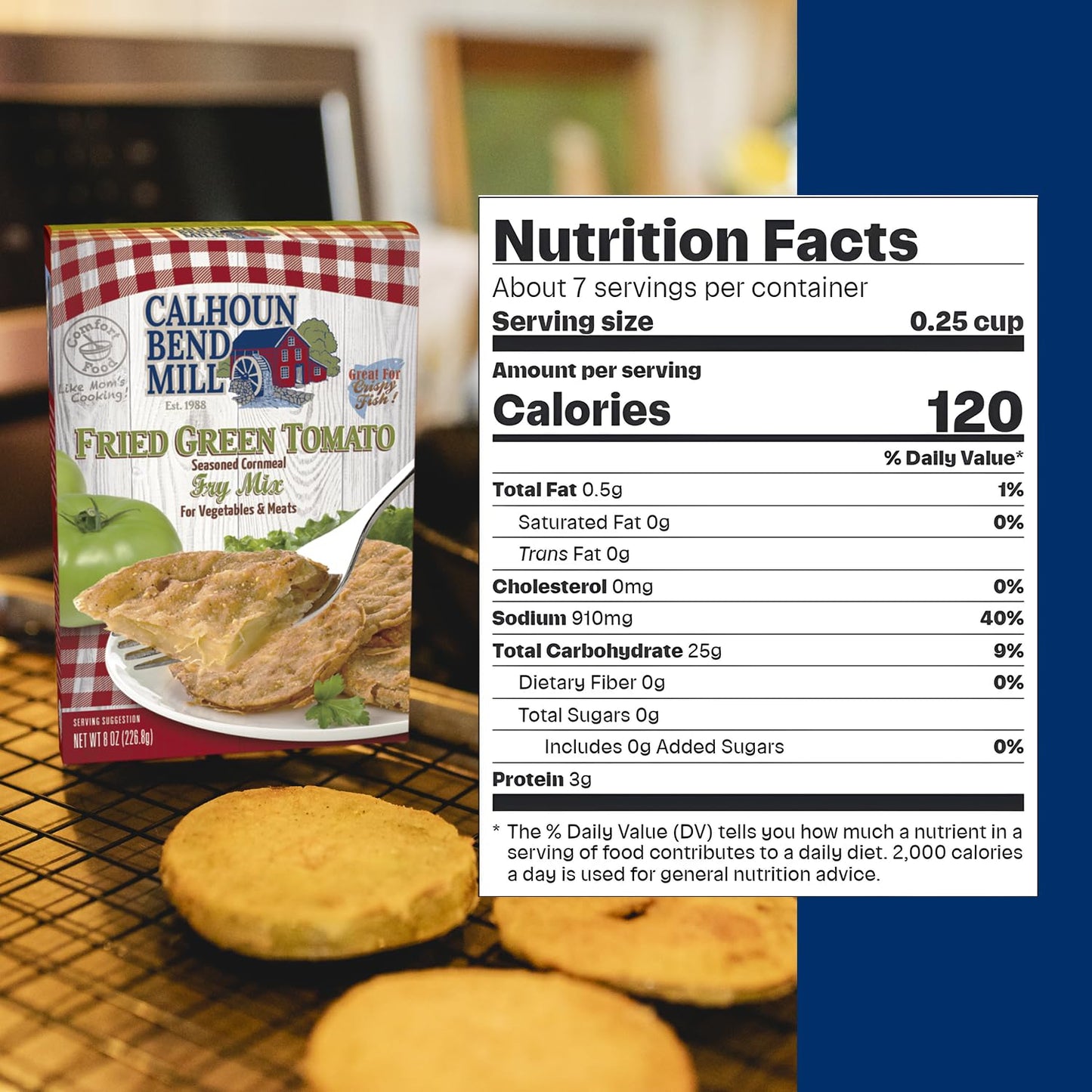 Calhoun Bend Fried Green Tomato Crispy Fry Mix | Easy Coating For Green Tomatoes, Chicken, Fish, Meats, And Vegetables | Perfect
