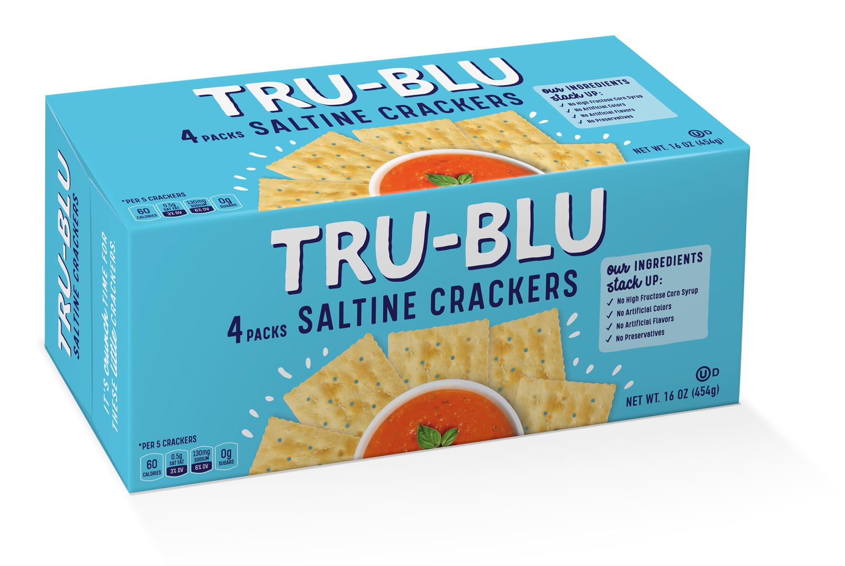 Tru Blu Saltine | No artificial ingredients | No High Fructose Corn Syrup | Made in the USA | 16 Ounce (Pack of 3)