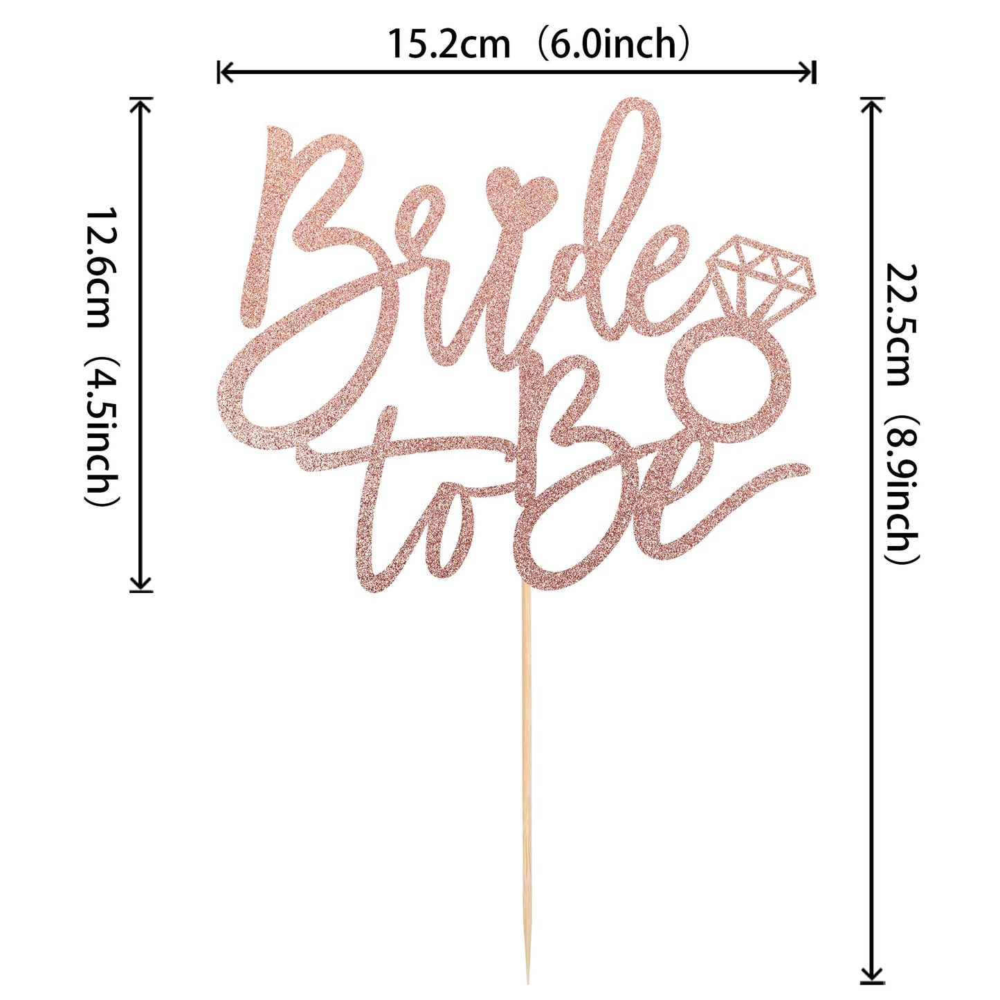 YCTHUNFISH Bride to Be Cake Topper Glitter Ring Decoration, Rose Gold, Paper, Wedding Bachelorette Bridal Shower Supplies