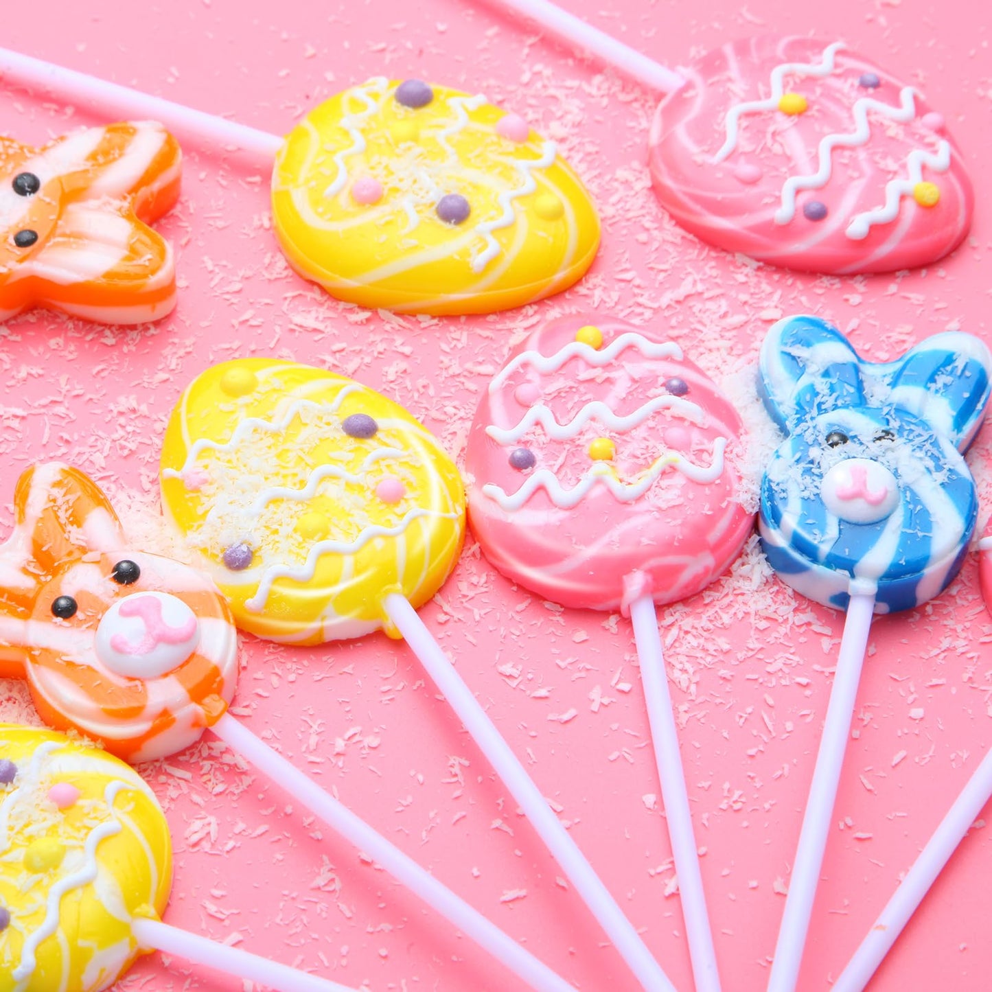 32 Pack Happy Easter Candy Suckers Lollipops, Cute Bunny & Egg Hard Lollipops Candy, Assorted Fruit Flavored Lollipop Suckers, I
