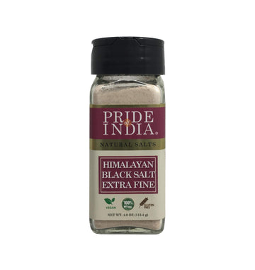 Pride Of India - Himalayan Black Rock Salt - Extra-Fine Grind, (4.0 oz, 113.4gm)- Kala Namak - Contains 84+ Minerals - Perfect f