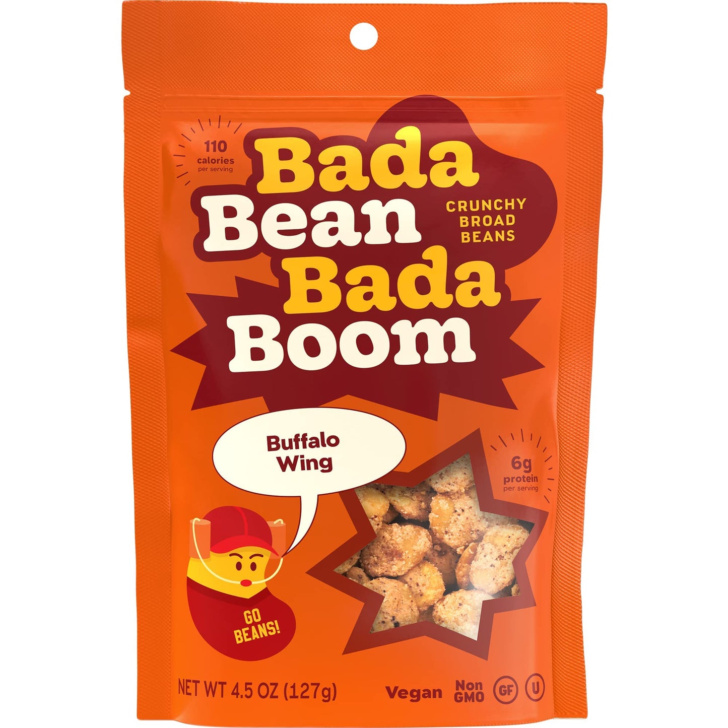 Bada Bean Bada Boom, Crunchy Roasted Broad Bean Snacks (Fava), High Protein, Vegan, Gluten-free - 110 Calorie Packs, Buffalo Win