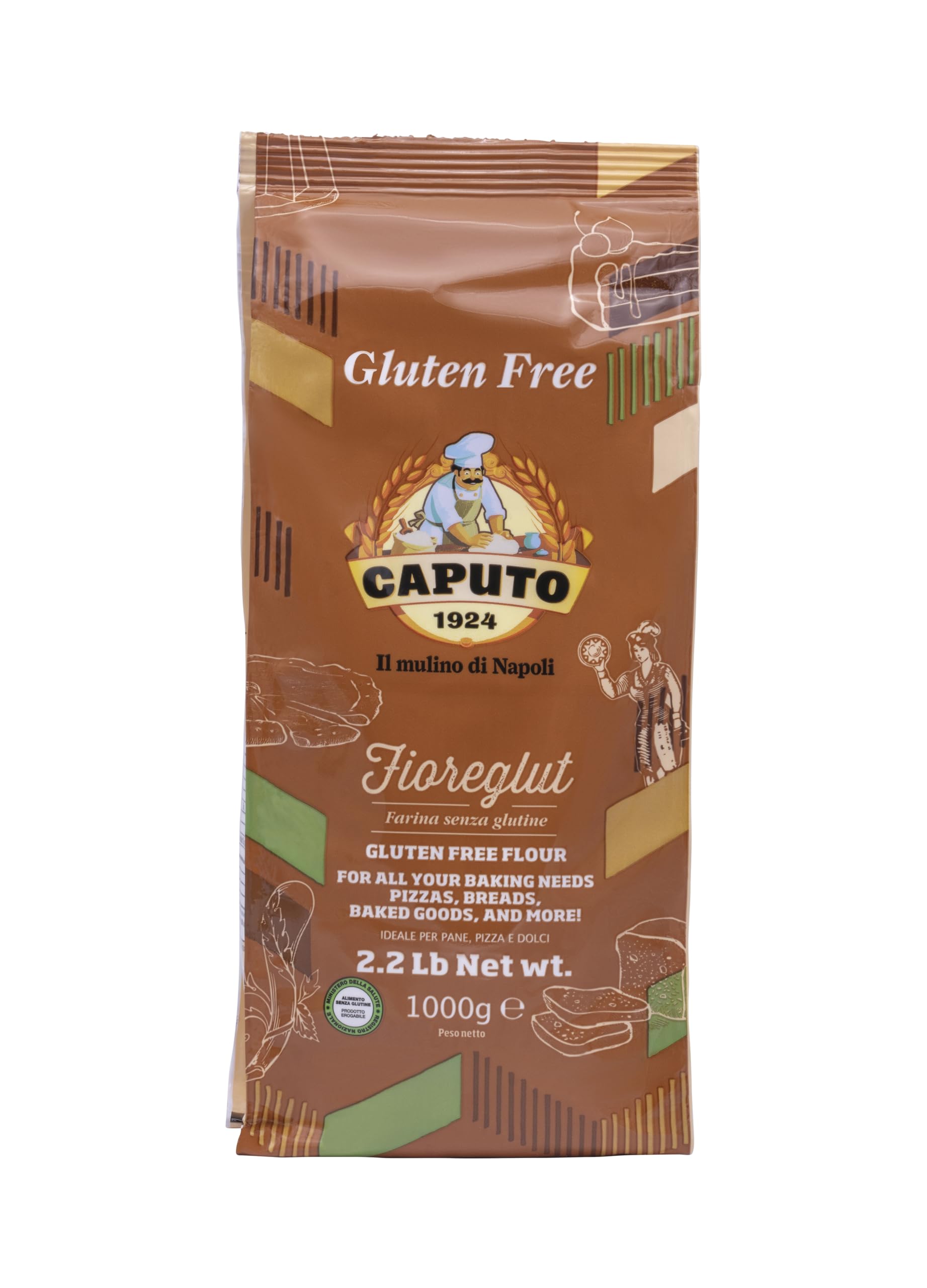 Antimo Caputo Gluten Free Pizza Flour 2.2lb - All Natural Multi Purpose Flour & Starch Blend for Baking Pizza, Bread, & Pasta