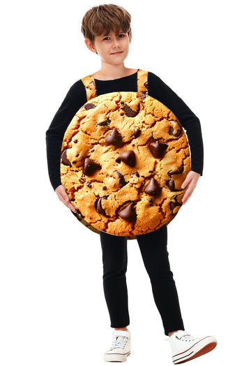 AOBUTE Girls Halloween Cookie Costume 3D Printed Set, Medium, Cookie Color, 8-10 Years, Fancy Dessert Role Play Outfit