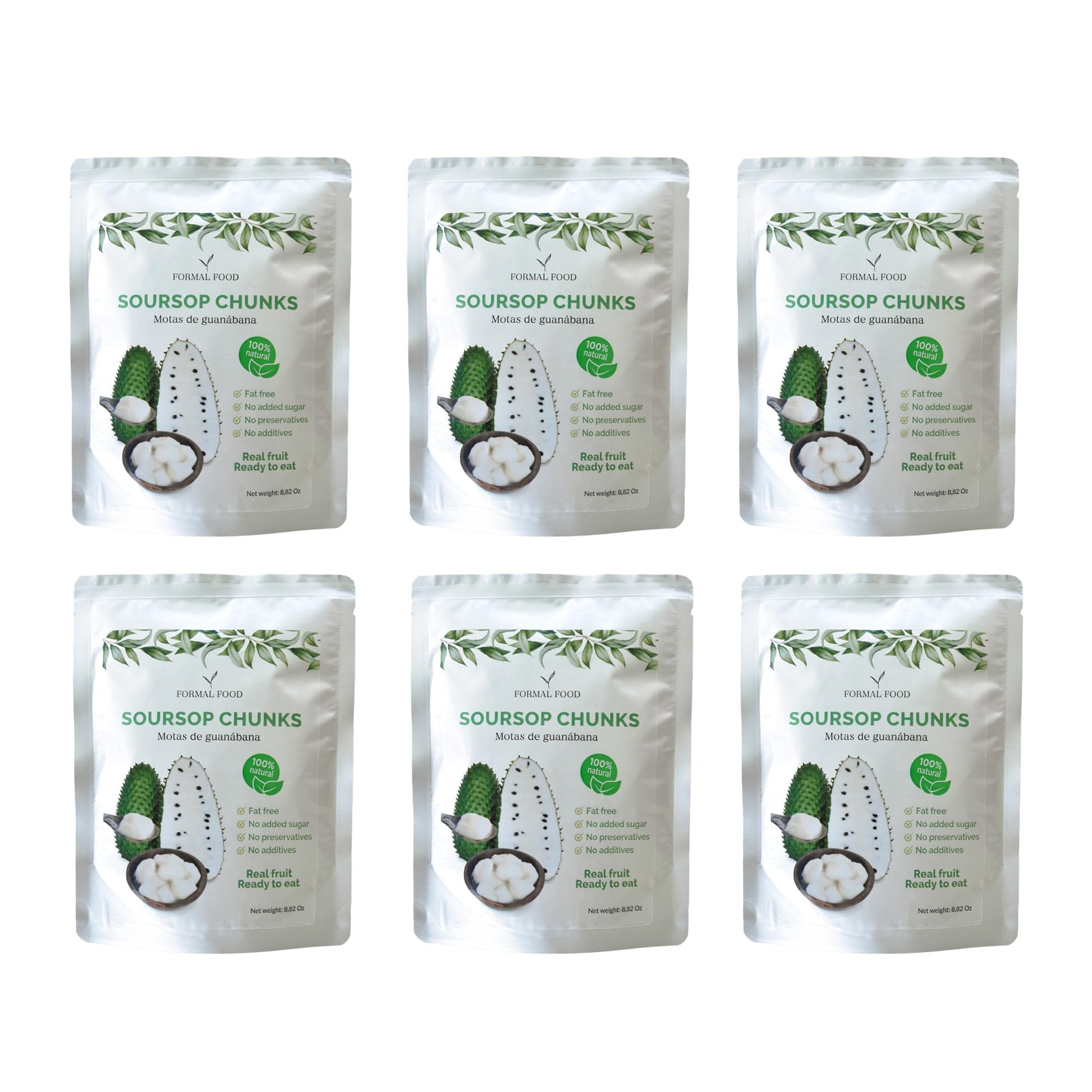 Formal Food Soursop Fruit - 100% Natural, No Added Sugar, No Preservatives - Pack of 6, 8.82 Oz