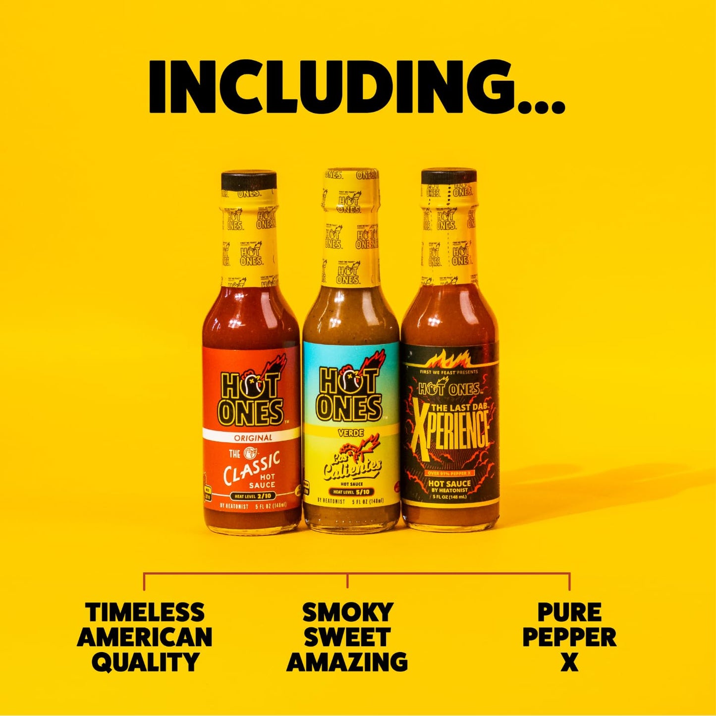 HOT ONES Hot Sauce Challenge Set - Season 25 Variety Pack, Natural Ingredients, 5 fl oz Bottles, 10-Pack