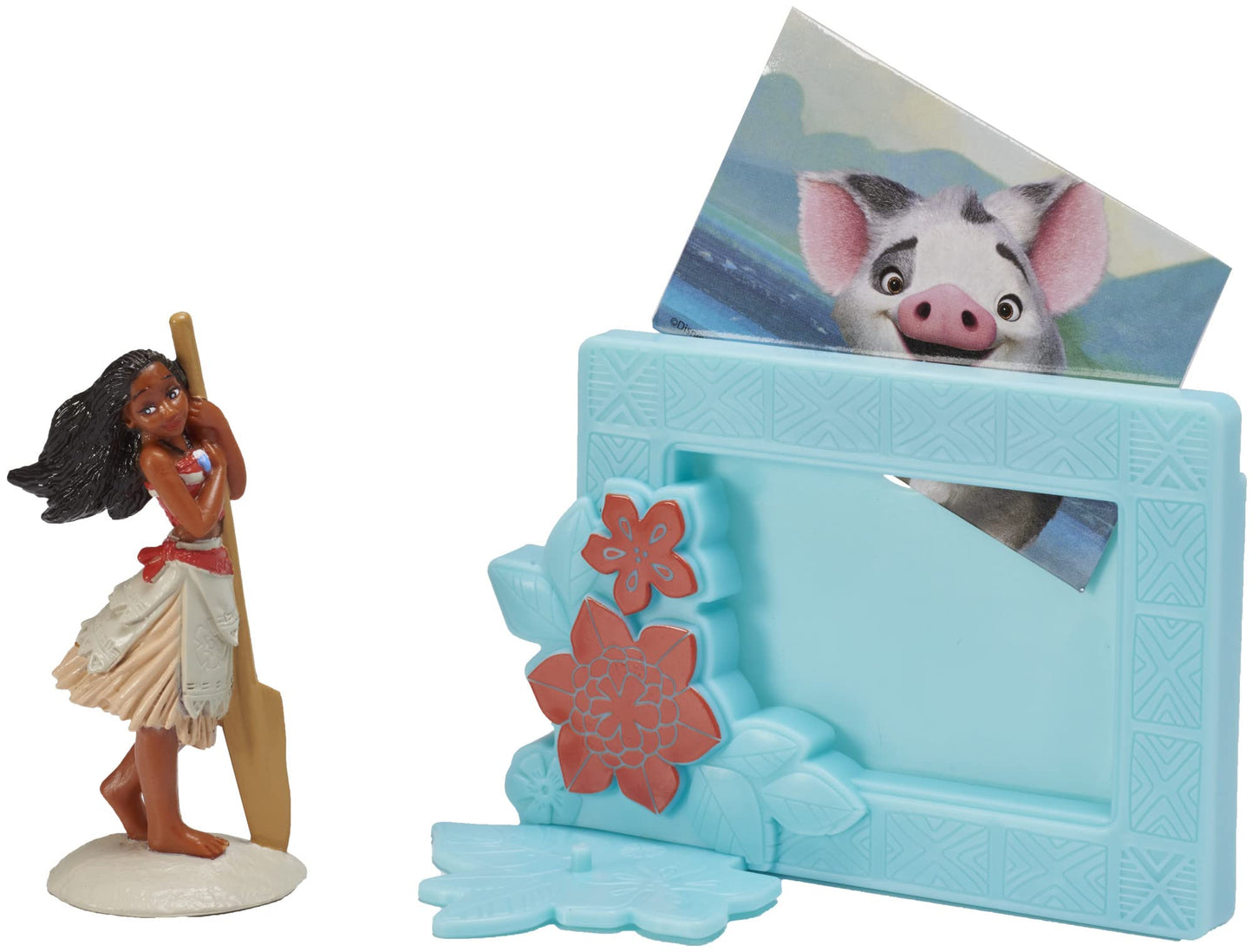 DecoPac Disney Moana Cake Topper Set, 2-Piece Decorations, Plastic, Moana 2.8H x 1.85W, Photo Frame 3H x 4