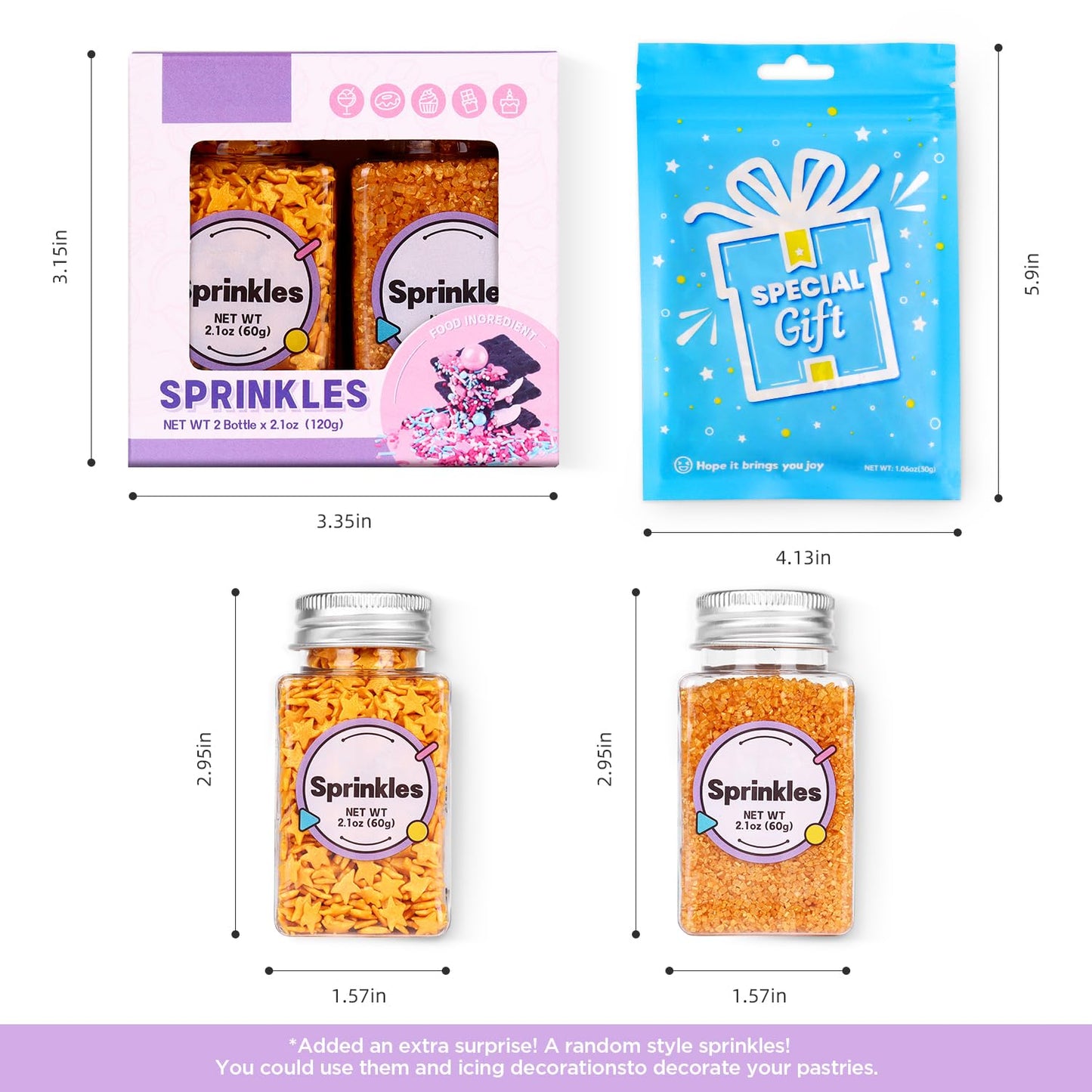 Gold Star Sprinkles For Cake Decorating, Gold Sprinkles, Edible Gold Sanding Sugar For Cake, Cupcake, Cookies, And Ice Cream Top