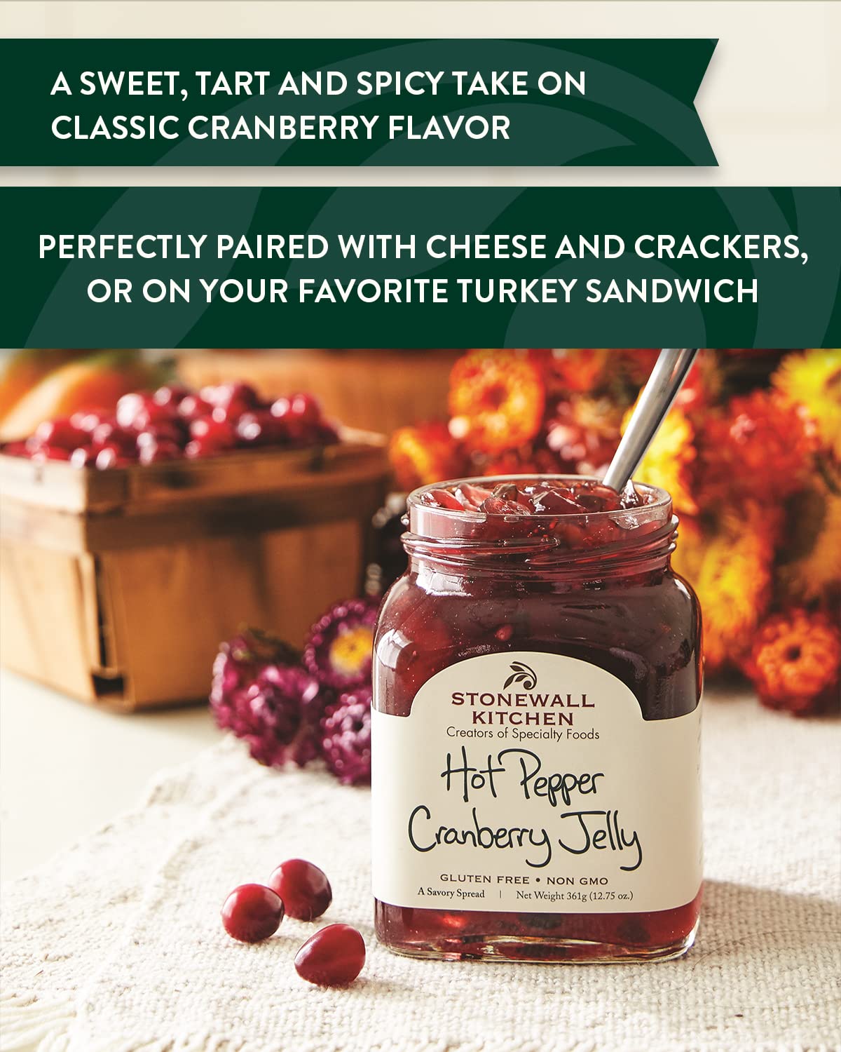 Stonewall Kitchen Hot Pepper Cranberry Jelly, 12.75 oz. (Pack of 2)