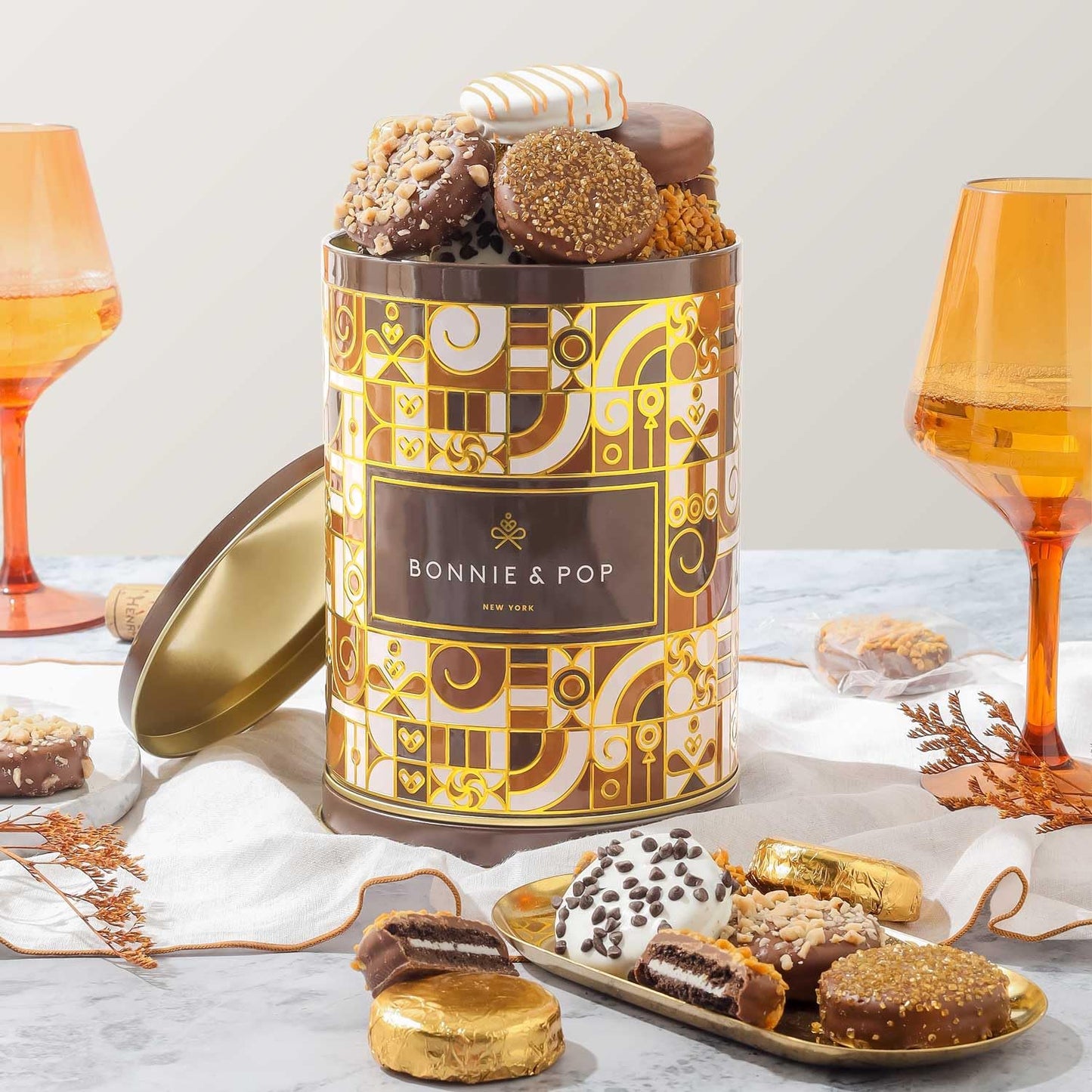 Cookie Gift Basket- Gourmet Food Gifts Prime Delivery - Chocolate Covered Cookie Set- Bonnie And Pop