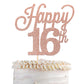 YCTHUNFISH 16th Birthday Cake Topper Black Glitter Number 16 Rose Gold Bamboo Decorations