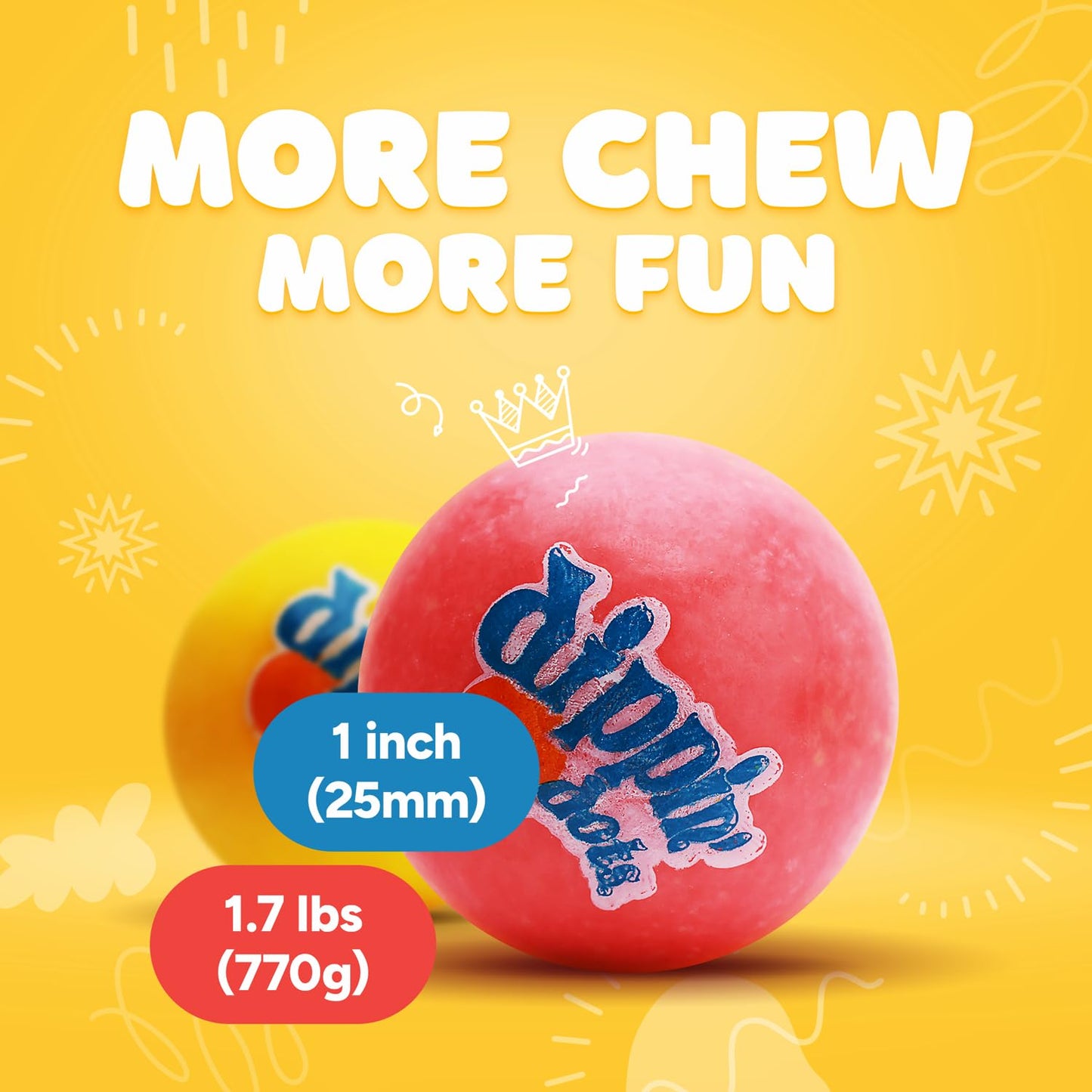 Gumballs For Gumball Machine - 1 Inch Candy Filled Gumballs - 1.7 Lb Gumball Machine Refills - 85 Pcs Candy Filled Large Gumballs Bulk - Bubble Gum Refill For Machine - Bulk Gum For Kids