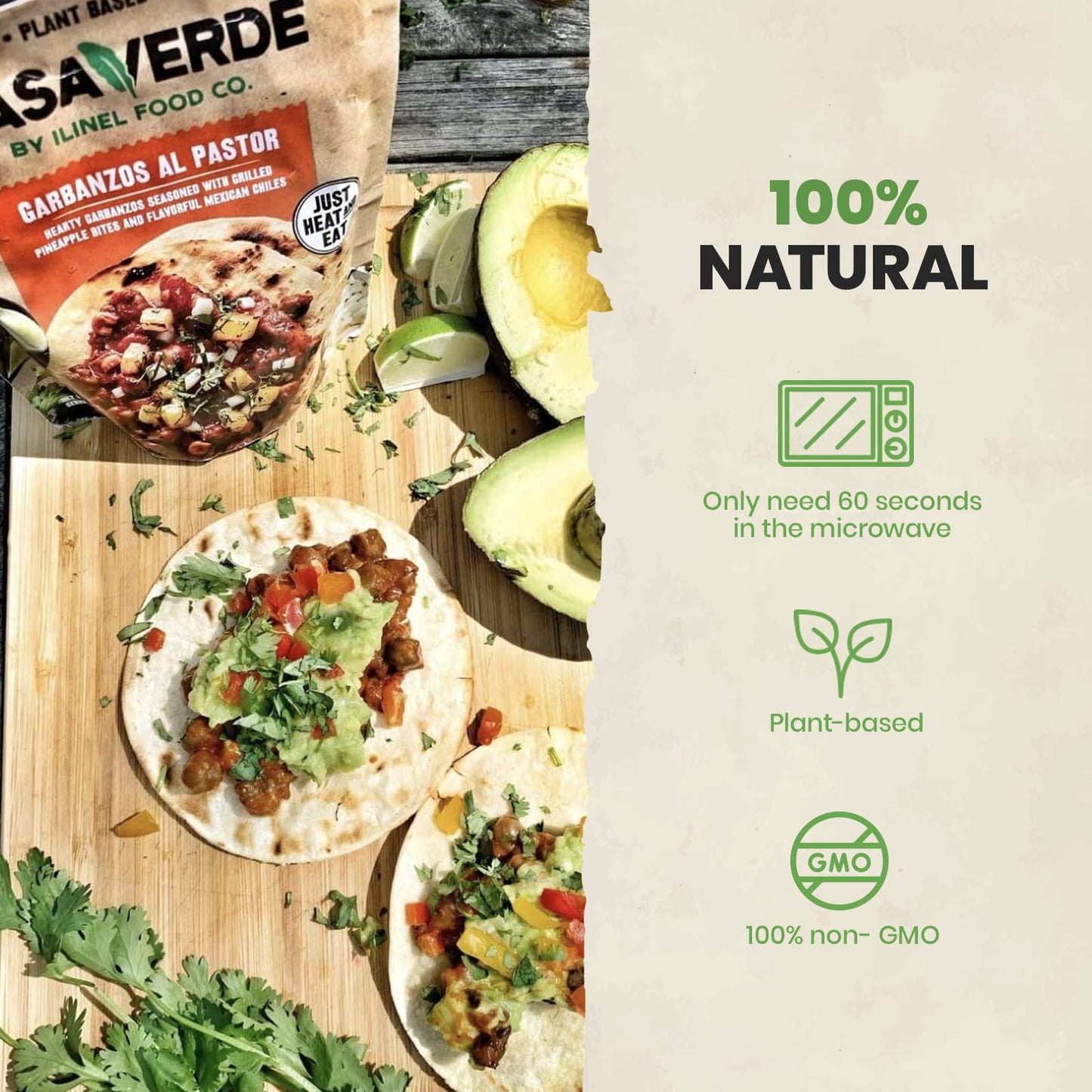 Casa Verde | Mexican Garbanzos Al Pastor, 100% Natural Food - Pack Of 6 - Real Taste | 100% Vegan & Non-Gmo, Plant-Based, No Pre